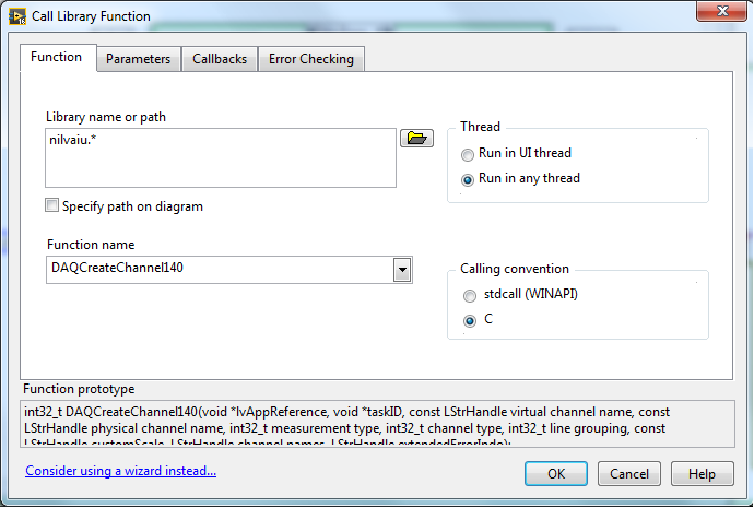 Create Channel dll entry point in DAQmx 16.1