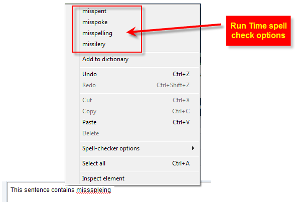 Run Time Spell Check